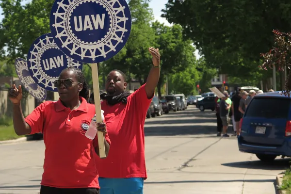 UAW Members with Signs 