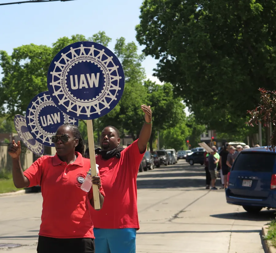 UAW Members with Signs 