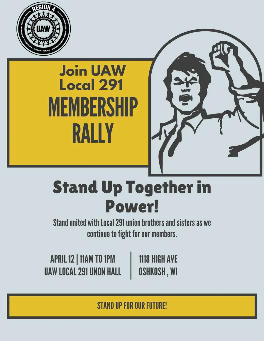 UAW 291 Rally Flyer