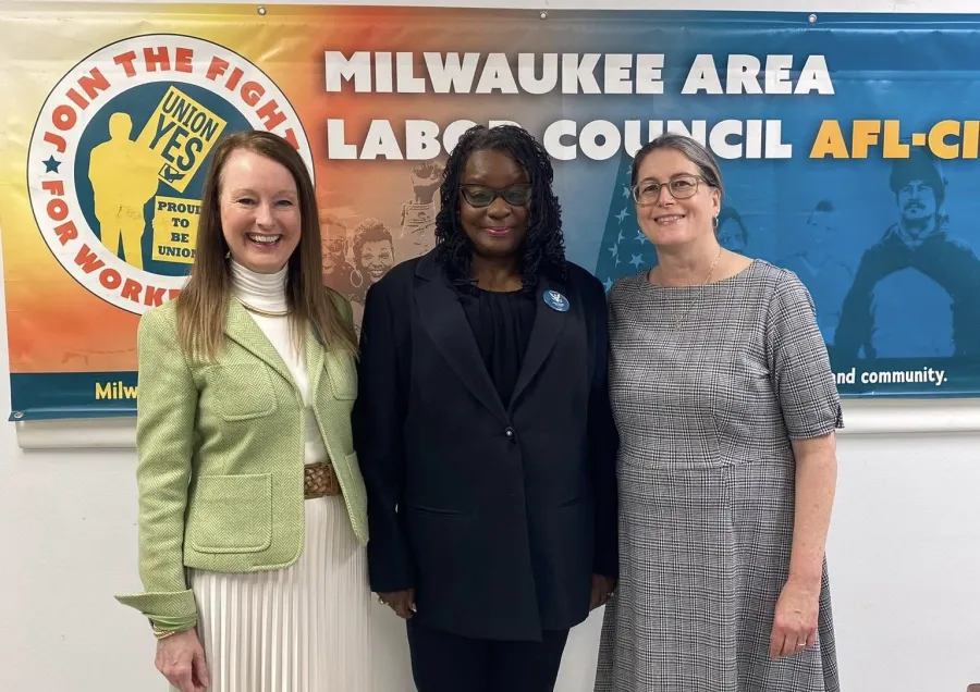 Rep. Moore with WI AFL President Bloomingdale and MALC President Fendt